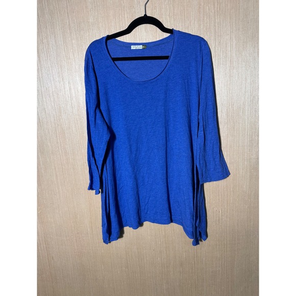 Chalet Tops - Chalet Bamboo Blend Women's XL Blue Tunic Top 3/4 Sleeve Lightweight Casual